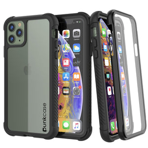 PunkCase iPhone 11 Pro Max Case, [Spartan Series] Clear Rugged Heavy Duty Cover W/Built in Screen Protector [Black]