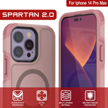 Load image into Gallery viewer, PunkCase iPhone 14 Pro Max Case, [Spartan 2.0 Series] Clear Rugged Heavy Duty Cover W/Built in Screen Protector [Pink]
