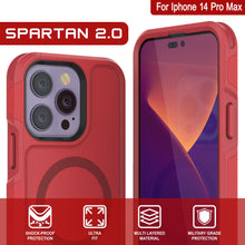 Load image into Gallery viewer, PunkCase iPhone 14 Pro Max Case, [Spartan 2.0 Series] Clear Rugged Heavy Duty Cover W/Built in Screen Protector [Red]
