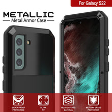 Load image into Gallery viewer, Galaxy S22 Metal Case, Heavy Duty Military Grade Rugged Armor Cover [Black]
