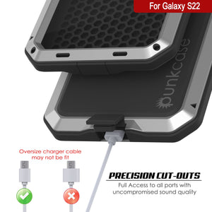 Galaxy S22 Metal Case, Heavy Duty Military Grade Rugged Armor Cover [Silver]