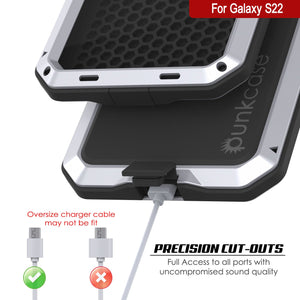 Galaxy S22 Metal Case, Heavy Duty Military Grade Rugged Armor Cover [White]