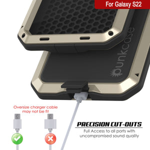 Galaxy S22 Metal Case, Heavy Duty Military Grade Rugged Armor Cover [Gold]