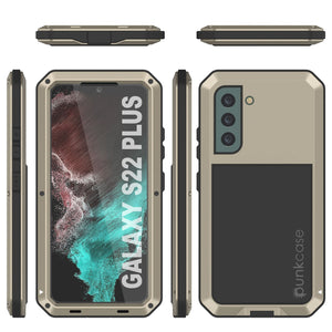 Galaxy S22+ Plus Metal Case, Heavy Duty Military Grade Rugged Armor Cover [Gold]