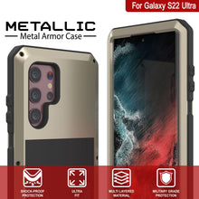 Load image into Gallery viewer, Galaxy S22 Ultra Metal Case, Heavy Duty Military Grade Rugged Armor Cover [Gold]
