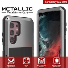 Load image into Gallery viewer, Galaxy S22 Ultra Metal Case, Heavy Duty Military Grade Rugged Armor Cover [Silver]
