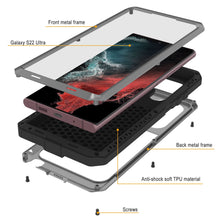 Load image into Gallery viewer, Galaxy S22 Ultra Metal Case, Heavy Duty Military Grade Rugged Armor Cover [Silver]
