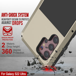 Galaxy S22 Ultra Metal Case, Heavy Duty Military Grade Rugged Armor Cover [Gold]