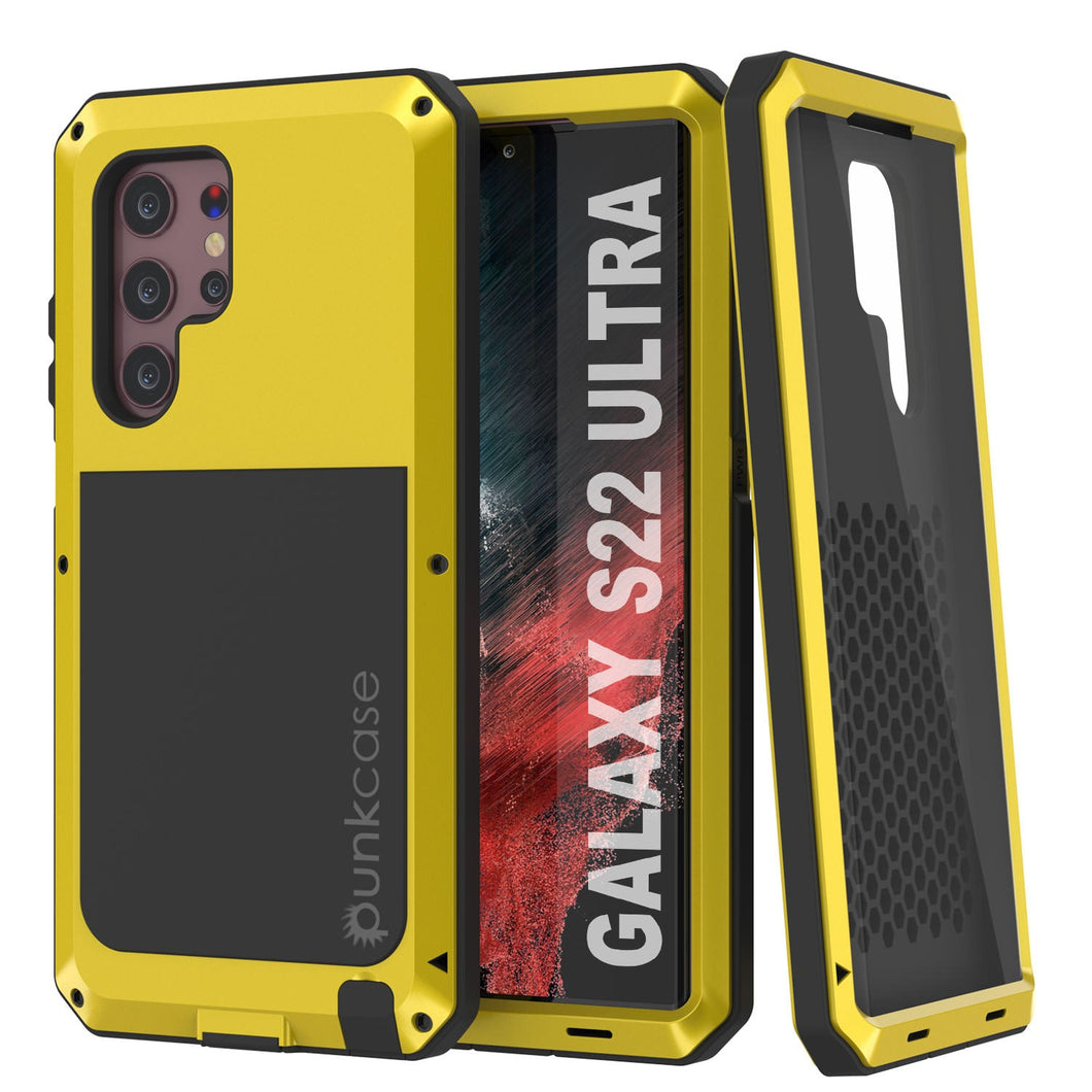 Galaxy S22 Ultra Metal Case, Heavy Duty Military Grade Rugged Armor Cover [Neon]