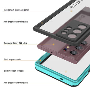 Galaxy S22 Ultra Waterproof Case PunkCase Ultimato Teal Thin 6.6ft Underwater IP68 Shock/Snow Proof [Teal]