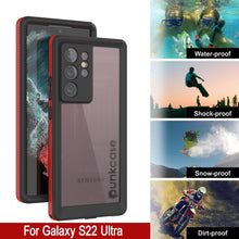 Load image into Gallery viewer, Galaxy S22 Ultra Waterproof Case PunkCase Ultimato Red Thin 6.6ft Underwater IP68 Shock/Snow Proof [Red]
