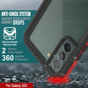 Galaxy S22 Waterproof Case PunkCase Ultimato Red Thin 6.6ft Underwater IP68 Shock/Snow Proof [Red]