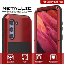 Load image into Gallery viewer, Galaxy S23+ Plus Metal Case, Heavy Duty Military Grade Armor Cover [shock proof] Full Body Hard [Red]
