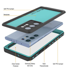 Load image into Gallery viewer, Galaxy S23 Ultra Waterproof Case PunkCase StudStar Teal Thin 6.6ft Underwater IP68 Shock/Snow Proof
