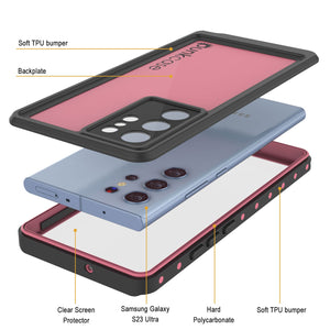 Galaxy S23 Ultra Waterproof Case PunkCase StudStar Pink Thin 6.6ft Underwater IP68 Shock/Snow Proof