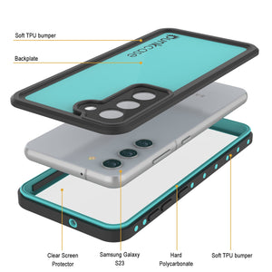 Galaxy S24 Waterproof Case PunkCase StudStar Teal Thin 6.2ft Underwater IP68 Shock/Snow Proof