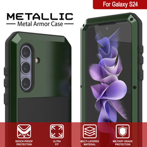 Galaxy S24 Metal Case, Heavy Duty Military Grade Armor Cover [shock proof] Full Body Hard [Dark Green]