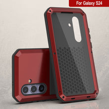 Load image into Gallery viewer, Galaxy S24 Metal Case, Heavy Duty Military Grade Armor Cover [shock proof] Full Body Hard [Red]
