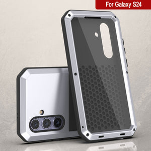 Galaxy S24 Metal Case, Heavy Duty Military Grade Armor Cover [shock proof] Full Body Hard [White]