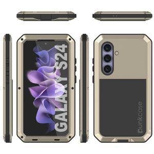 Galaxy S24 Metal Case, Heavy Duty Military Grade Armor Cover [shock proof] Full Body Hard [Gold]