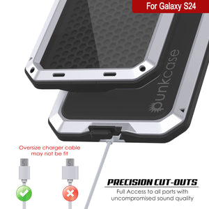 Galaxy S24 Metal Case, Heavy Duty Military Grade Armor Cover [shock proof] Full Body Hard [White]