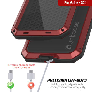 Galaxy S24 Metal Case, Heavy Duty Military Grade Armor Cover [shock proof] Full Body Hard [Red]