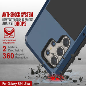 Galaxy S24 Ultra Metal Case, Heavy Duty Military Grade Armor Cover [shock proof] Full Body Hard [Blue]