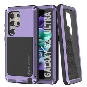 Galaxy S24 Ultra Metal Case, Heavy Duty Military Grade Armor Cover [shock proof] Full Body Hard [Purple]