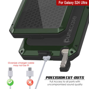 Galaxy S24 Ultra Metal Case, Heavy Duty Military Grade Armor Cover [shock proof] Full Body Hard [Dark Green]