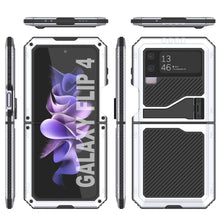 Load image into Gallery viewer, Galaxy Z Flip4 Metal Case, Heavy Duty Military Grade Armor Cover Full Body Hard [White]
