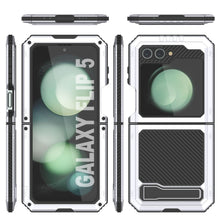 Load image into Gallery viewer, Galaxy Z Flip5 Metal Case, Heavy Duty Military Grade Armor Cover Full Body Hard [White]
