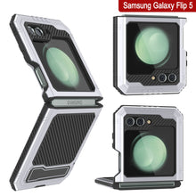 Load image into Gallery viewer, Galaxy Z Flip5 Metal Case, Heavy Duty Military Grade Armor Cover Full Body Hard [White]
