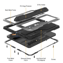 Load image into Gallery viewer, Galaxy Z Fold4 Metal Case, Heavy Duty Military Grade Armor Cover Full Body Hard [Silver]
