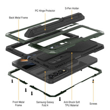 Load image into Gallery viewer, Galaxy Z Fold4 Metal Case, Heavy Duty Military Grade Armor Cover Full Body Hard [Dark Green]
