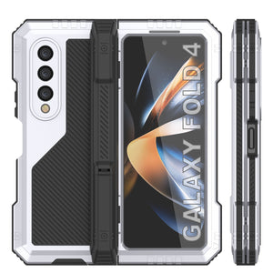 Galaxy Z Fold4 Metal Case, Heavy Duty Military Grade Armor Cover Full Body Hard [White]