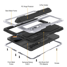 Load image into Gallery viewer, Galaxy Z Fold4 Metal Case, Heavy Duty Military Grade Armor Cover Full Body Hard [White]
