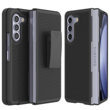 Load image into Gallery viewer, Galaxy Z Fold5 Case With Tempered Glass Screen Protector, Holster Belt Clip &amp; Built-In Kickstand [Black]
