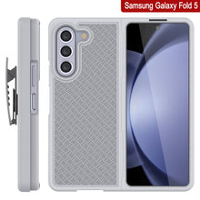 Load image into Gallery viewer, Galaxy Z Fold5 Case With Tempered Glass Screen Protector, Holster Belt Clip &amp; Built-In Kickstand [White]
