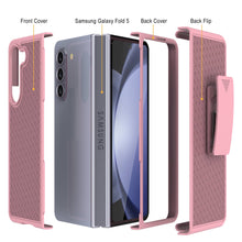 Load image into Gallery viewer, Galaxy Z Fold5 Case With Tempered Glass Screen Protector, Holster Belt Clip &amp; Built-In Kickstand [Pink]
