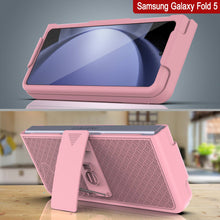 Load image into Gallery viewer, Galaxy Z Fold5 Case With Tempered Glass Screen Protector, Holster Belt Clip &amp; Built-In Kickstand [Pink]
