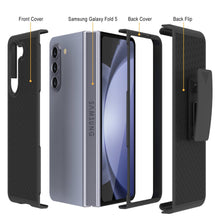 Load image into Gallery viewer, Galaxy Z Fold5 Case With Tempered Glass Screen Protector, Holster Belt Clip &amp; Built-In Kickstand [Black]
