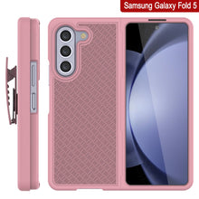 Load image into Gallery viewer, Galaxy Z Fold5 Case With Tempered Glass Screen Protector, Holster Belt Clip &amp; Built-In Kickstand [Pink]
