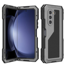 Load image into Gallery viewer, Galaxy Z Fold5 Metal Case, Heavy Duty Military Grade Armor Cover Full Body Hard [Silver]
