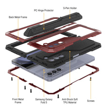 Load image into Gallery viewer, Galaxy Z Fold5 Metal Case, Heavy Duty Military Grade Armor Cover Full Body Hard [Red]
