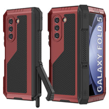 Load image into Gallery viewer, Galaxy Z Fold5 Metal Case, Heavy Duty Military Grade Armor Cover Full Body Hard [Red]
