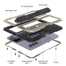 Load image into Gallery viewer, Galaxy Z Fold5 Metal Case, Heavy Duty Military Grade Armor Cover Full Body Hard [Gold]
