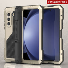 Load image into Gallery viewer, Galaxy Z Fold5 Metal Case, Heavy Duty Military Grade Armor Cover Full Body Hard [Gold]
