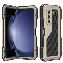 Load image into Gallery viewer, Galaxy Z Fold5 Metal Case, Heavy Duty Military Grade Armor Cover Full Body Hard [Gold]
