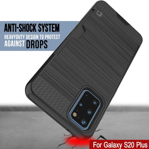 Galaxy S20+ Plus  Case, PUNKcase [SLOT Series] [Slim Fit] Dual-Layer Armor Cover w/Integrated Anti-Shock System, Credit Card Slot [Black]