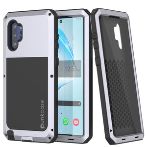Galaxy Note 10+ Plus  Case, PUNKcase Metallic White Shockproof  Slim Metal Armor Case [White]